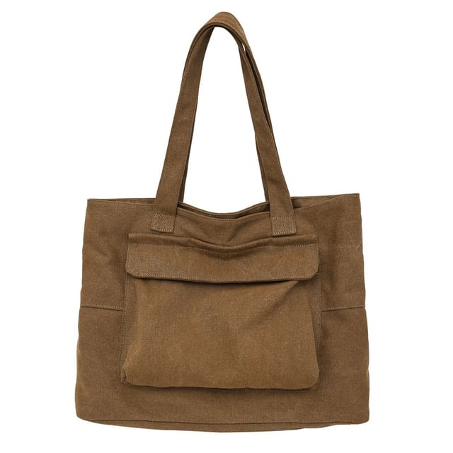 Plain Tote Canvas Flap Pocket Bag