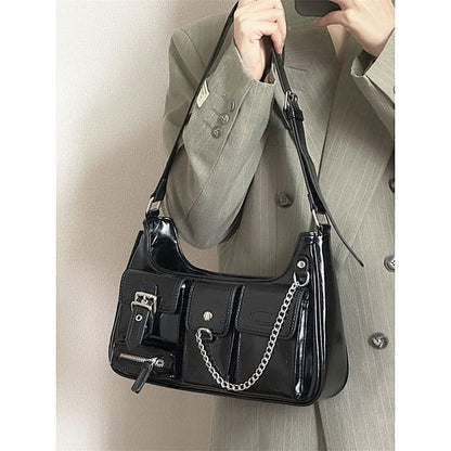 Chained Shoulder Faux Fur Bag