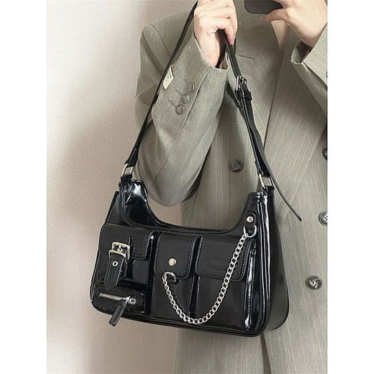 Chained Shoulder Faux Fur Bag