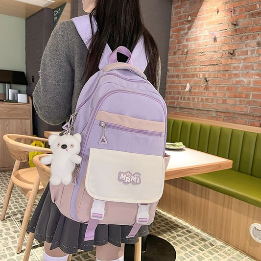 Wholesale Sample Lettering Applique Buckled Nylon Backpack / Bag Charm / Set