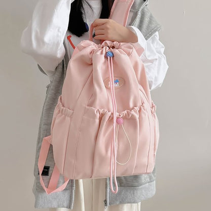 Sample Applique Drawstring Nylon Backpack