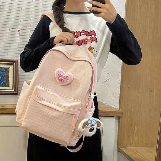 Wholesale Sample Plaid Nylon Backpack / Brooch / Set