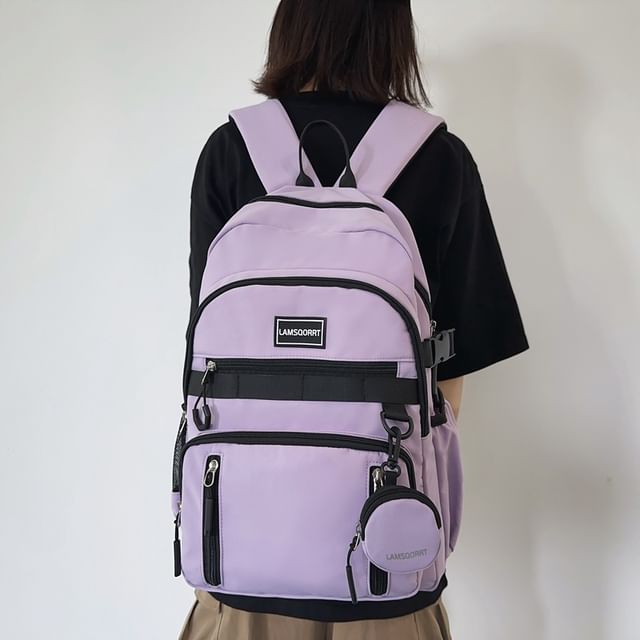 Wholesale Sample Set: Lettering Applique Nylon Backpack + Coin Purse