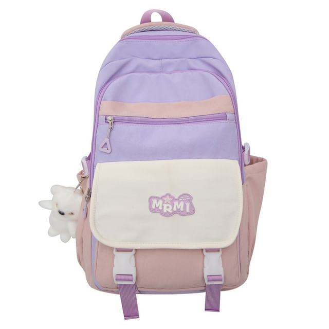 Sample Lettering Applique Buckled Nylon Backpack / Bag Charm / Set