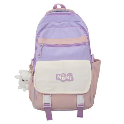 Sample Lettering Applique Buckled Nylon Backpack / Bag Charm / Set