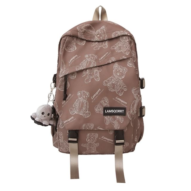 Wholesale Sample Bear Print Buckled Nylon Backpack