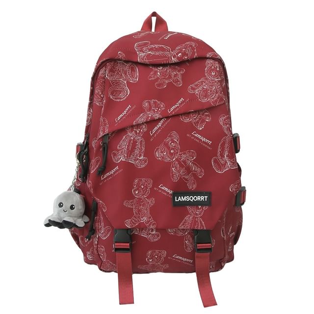 Wholesale Sample Bear Print Buckled Nylon Backpack