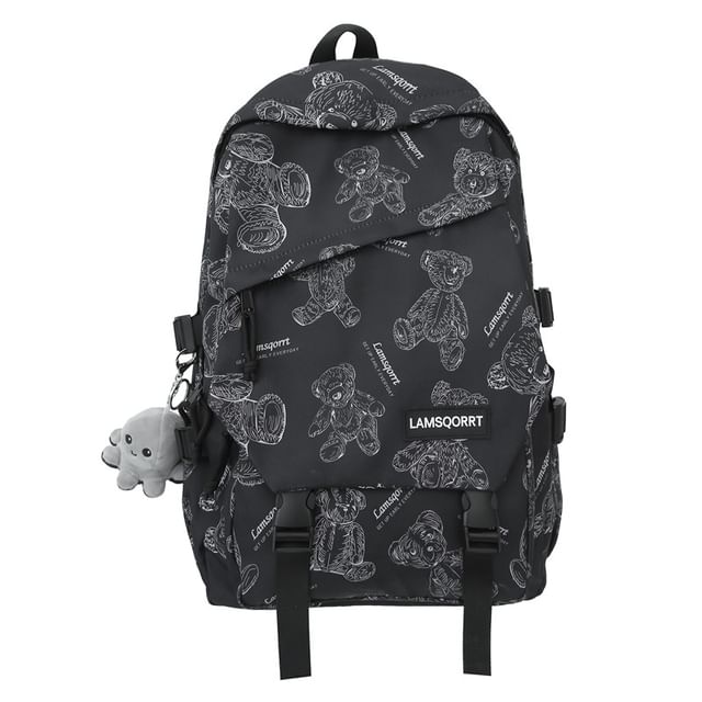 Wholesale Sample Bear Print Buckled Nylon Backpack