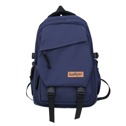 Sample Lettering Applique Buckled Nylon Backpack
