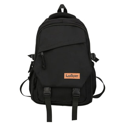 Sample Lettering Applique Buckled Nylon Backpack