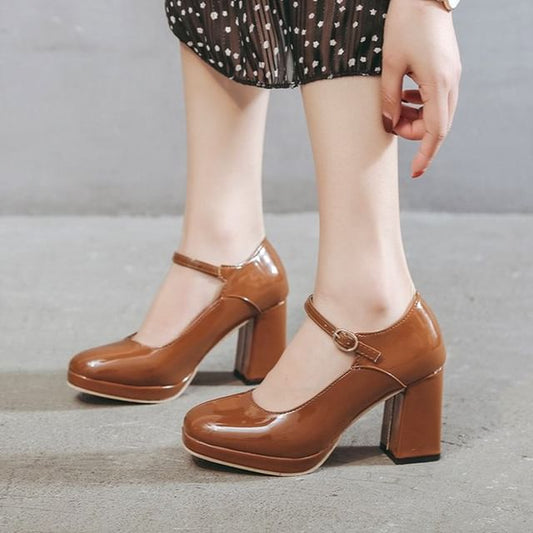 Chunky Mary Platform Jane Pumps Heel