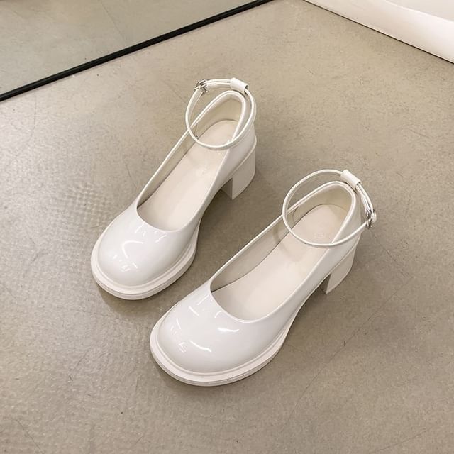 Pumps Chunky Ankle Strap Heel Jane Mary