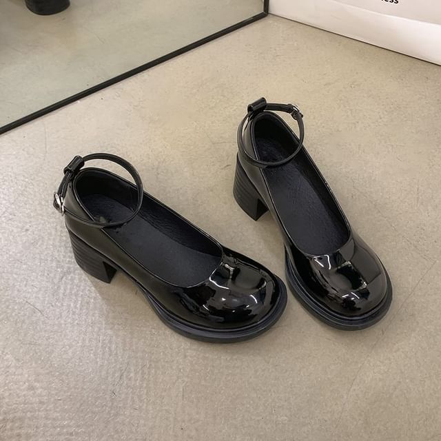 Pumps Chunky Ankle Strap Heel Jane Mary