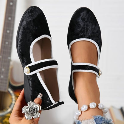 Contrast Trim Jane Shoes Wedge Mary