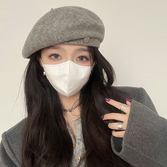 Hat Wool Beret Disc Metal