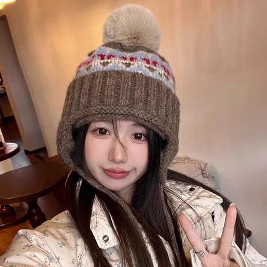 Hat Knit Pom Trapper