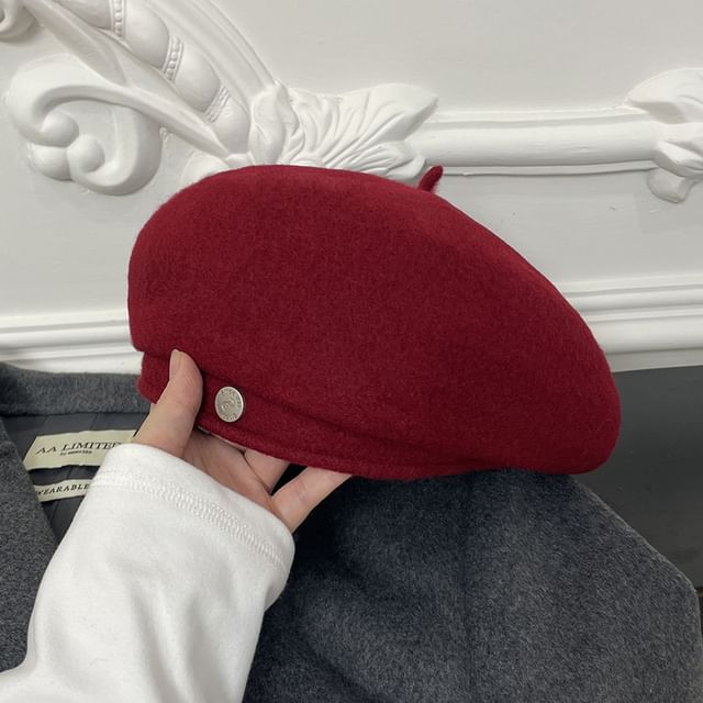 Hat Wool Beret Disc Metal