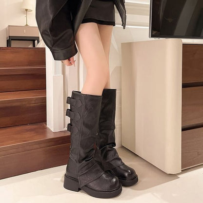 Boots Tall Platform Leather Faux