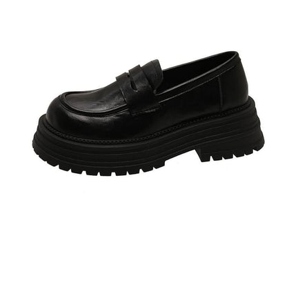 Faux Leather Loafers Platform