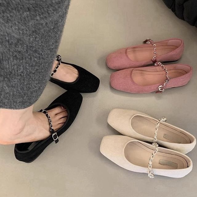 SampleSquare Toe Chained Mary Jane Shoes