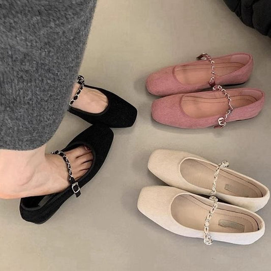 Wholesale SampleSquare Toe Chained Mary Jane Shoes