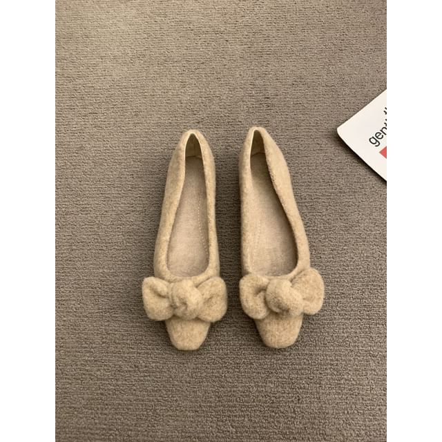 SampleSquare Toe Bow Wool Flats