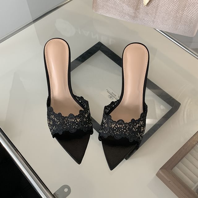 SampleStiletto Heel Pointy Slide Sandals