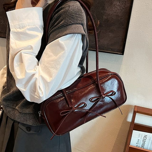 Bag Bow Leather Faux Shoulder