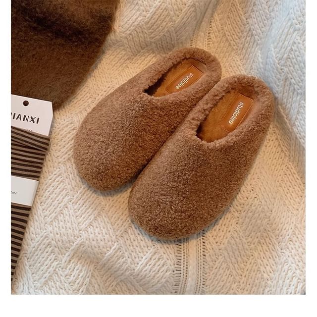 Mules Platform Plain Fleece