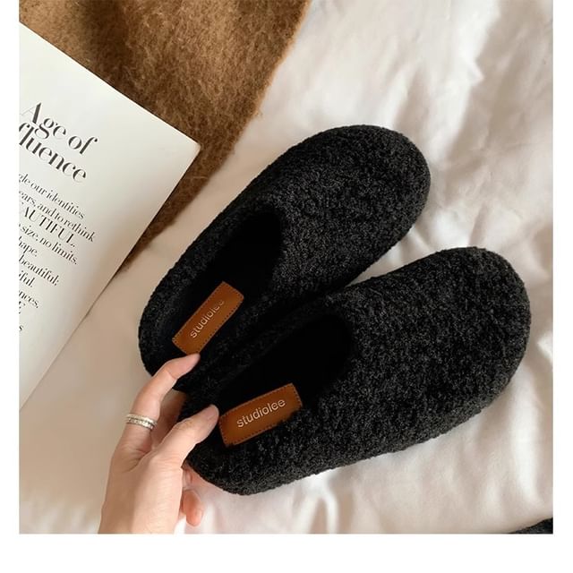 Mules Platform Plain Fleece