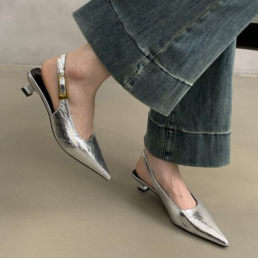 Sample Pointed Toe Slingback Kitten Heel Pumps