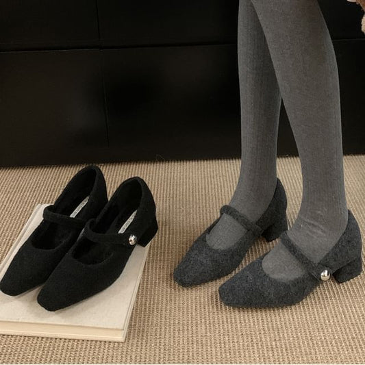 Sample Square Toe Block Heel Mary Jane Pumps