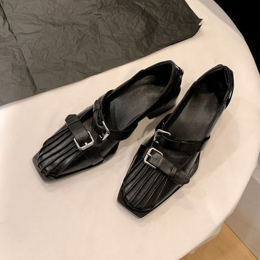 Sample Square Toe Buckle Block Heel Mary Jane Pumps