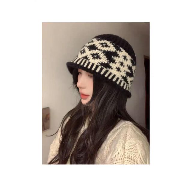 Diamond Jacquard Beanie Knit
