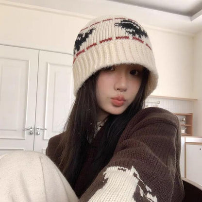 Patterned Knit Cloche Hat