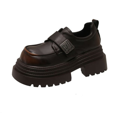 Metal Strap Platform Leather Faux Accent Shoes Adhesive