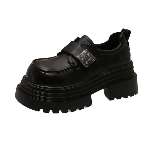 Metal Strap Platform Leather Faux Accent Shoes Adhesive