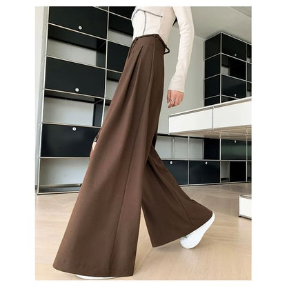 High Designs Wide Leg Various Plain Pants Rise