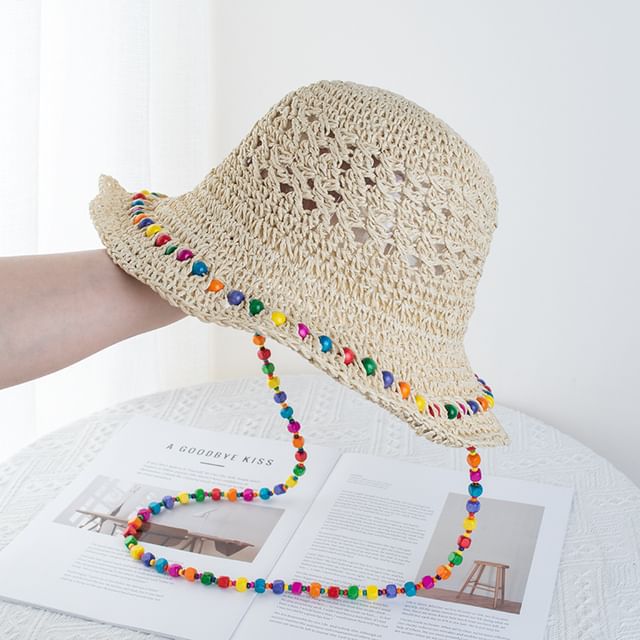 Bucket Straw Hat Beaded