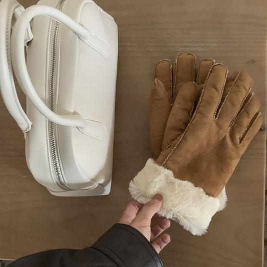 Suede Plain Fluffy Faux Gloves Trim