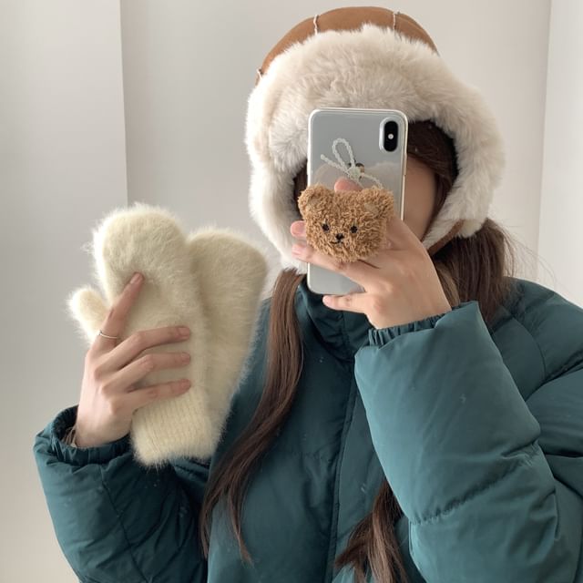Applique Fluffy Trapper Hat Trim Plain
