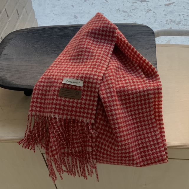 Trim Scarf Fringed Plaid Applique