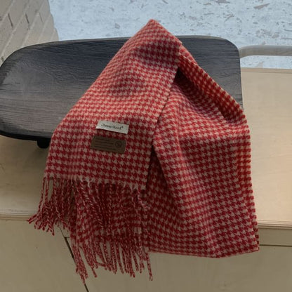 Trim Scarf Fringed Plaid Applique