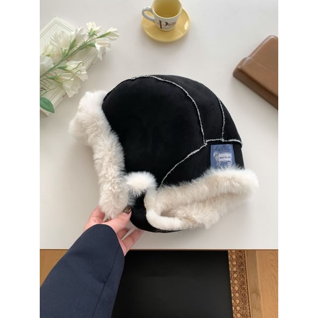 Applique Fluffy Trapper Hat Trim Plain