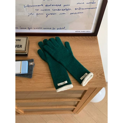 Gloves Applique Knit Trim Contrast