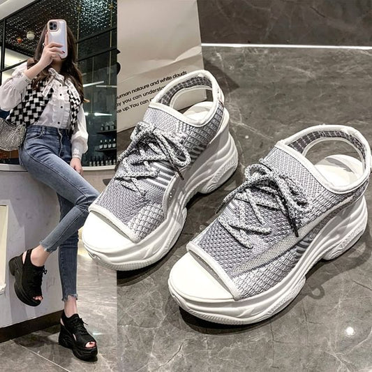 Sample Platform Cutout Peep-Toe Sneakers