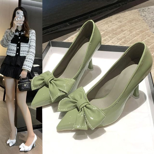 Heel Pumps Pointy Bow High