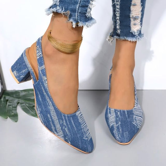 Sandals Printed Slingback Heel Chunky