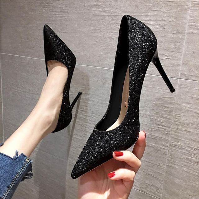 Pumps Stiletto Heel Pointy Glitter
