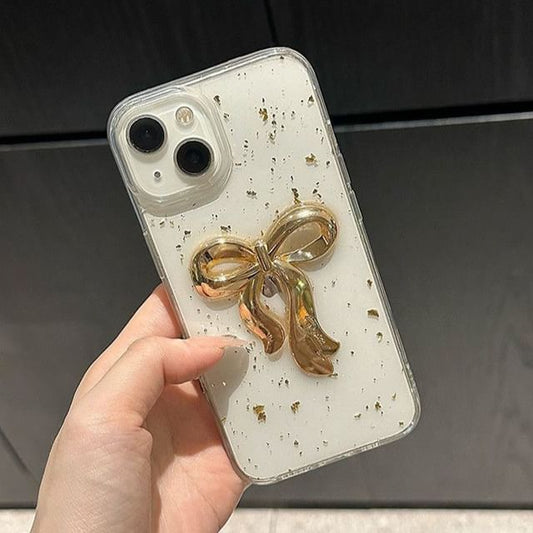 Phone Leaf Bow Gold Case